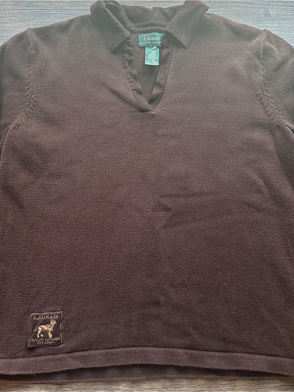 Ralph Lauren Men’s Brown V-Neck Polo Sweater